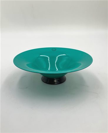 Venini Centrotavola della serie "Opalini". Murano, 2002. Vetro verde e base appl