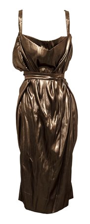 Vivienne Westwood AMPHORE DRESS Description: Low-cut dress in shiny bronze...