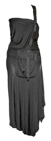 Jean Paul Gaultier POCKET DRESS Description: Long asymmetrical black rayon...
