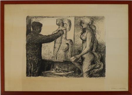 Salvatore Fiume "Nell'atelier" 
litografia
cm 69,5x99
firmata e numerata HC 2/3