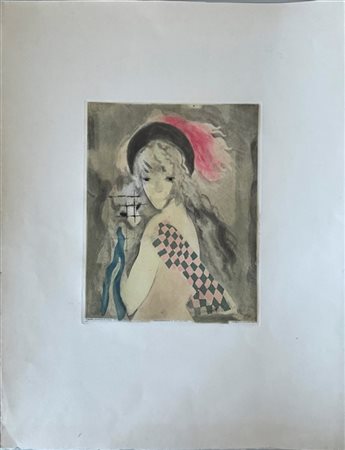 Jacques Villon - (After) Marie Laurencin "La Femme au Singe" 
acquatinta a color