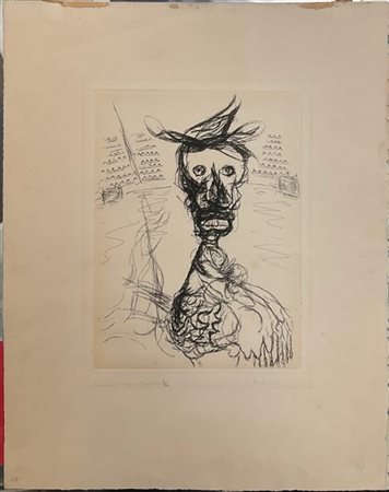 Armand Henri Nakache "Toreador mort" 
puntasecca
(lastra cm 24x18; foglio cm 41x