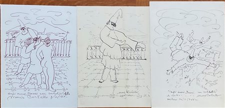 Mario Cortiello Lotto composto da quattro disegni a pennarello su carta di diver