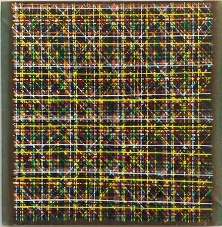 Emiliano Bonfanti "Strisce gialle e bianche" 1984
olio su tela
cm 80x80
firmato,