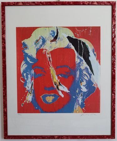Mimmo Rotella "Omaggio a Warhol" 
lito-décollage
cm 85x69
firmata e numerata 66/