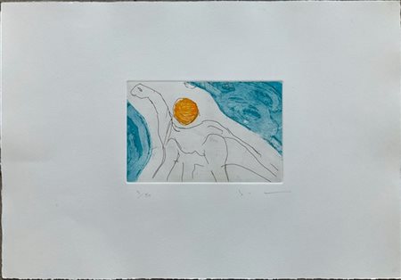 Mario Schifano "Estinto" 1983
acquaforte e acquatinta a colori
(lastra cm 13x20;