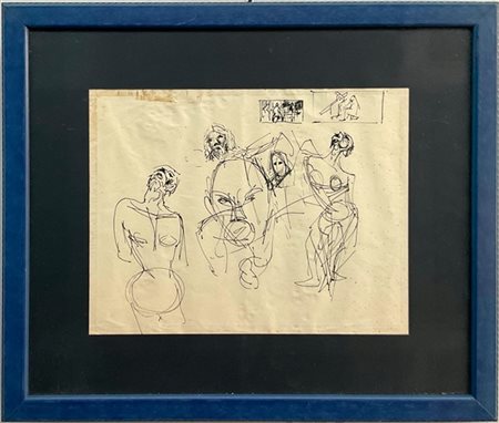 Mario Persico Tre disegni a china e acquerello raffiguranti figure
cm 34x21, cm