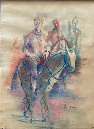 Mario Persico "Senza titolo" 
pastelli su carta
cm 100x70
firmato in basso a des