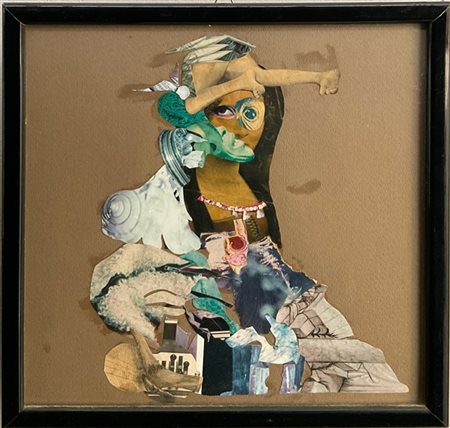 Mario Persico (Attr.) "Senza titolo" 
collage su carta
cm 25,5x25,5. In cornice