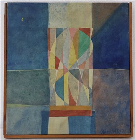 Lotto composto da un acquerello su tela applicato su compensato di Giacomo Albe