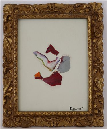 Renato Pengo Due collage su tela
cm 39x30 e cm 38x27
firmati e datati '69 in bas