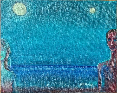 Aramu "Senza titolo" 
acrilico su tela
cm 24x30
firmato in basso a destra (lievi