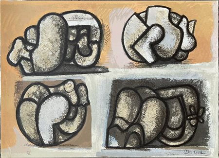 Pietro Cascella "Progetto per scultura" 
litografia a colori
cm 50x70
firmata e