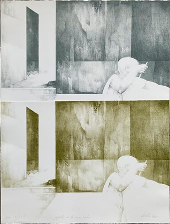Pedro Cano "Giocando nella casa nuova" 1982
litografia a colori
cm 50x70
firmata