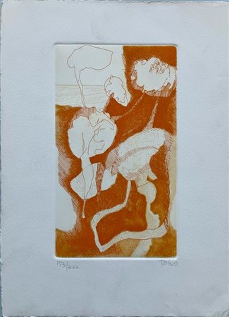 Togo "Senza titolo" 
acquaforte a colori
(lastra cm 23,5x13,5; foglio cm 35x25)