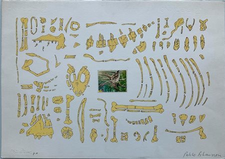 Pablo Echaurren "Senza titolo" 
serigrafia e collage - prova d'artista
cm 35,5x5
