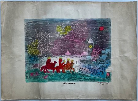 Franco Rognoni "Dicembre" 1951
xilografia acquerellata
cm 48x65
firmata, datata