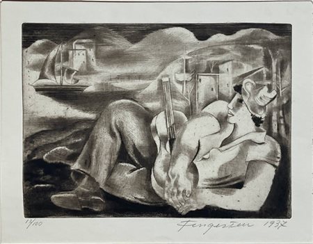 Michel Fingesten "Senza titolo" 1937
puntasecca
(lastra cm 20x27; foglio cm 29,5