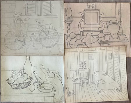 Arturo Cavalli Lotto composto da sette disegni a matita di diversi soggetti e