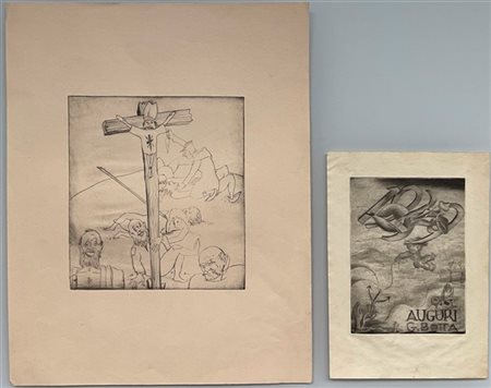 Michel Fingesten Lotto composto da due acqueforti: un Ex Libris dedicato a G. Bo