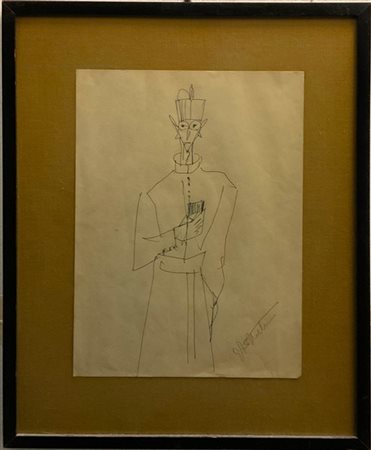 Gianfilippo Usellini "Senza titolo" 
penna su carta
cm 34,5x24,5
firmato in bass