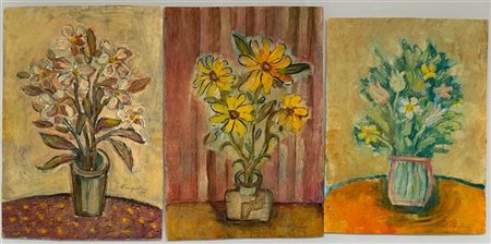 Michel Fingesten Lotto composto da tre monotipi raffiguranti vasi con fiori
cm 4