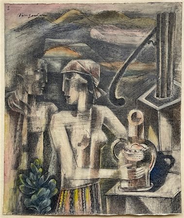 Michel Fingesten "Senza titolo" 
china e acquerello su carta
cm 25x21
firmato in