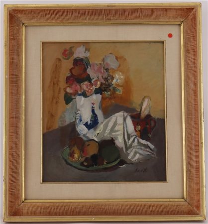 Bruno Saetti "Natura morta" 1951 circa
olio su tela
cm 43x38
firmato in basso a