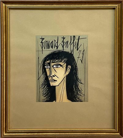 Bernard Buffet "Petite Tête de femme" 1979
litografia a colori edita in occasion
