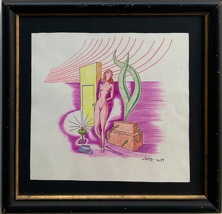 Maurice Henry "Senza titolo" 1979
china e matite colorate su carta
cm 24x25
firm