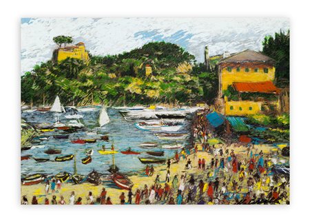 MICHELE CASCELLA (1892-1989) - Incontrarsi a Portofino, 1984