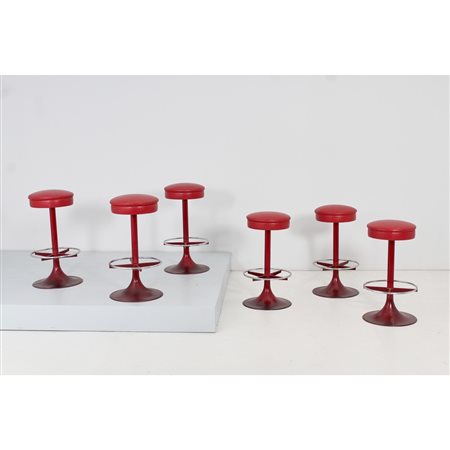 PRODUZIONE ITALIANA 1970 ca., Sei sgabelli alti in metallo