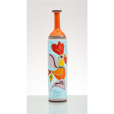 GIOVANNI DE SIMONE (Attr.le), Bottiglia in ceramica smaltata