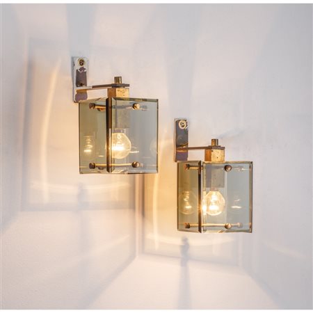 FONTANA ARTE (Attr.le), Coppia di lampade da parete