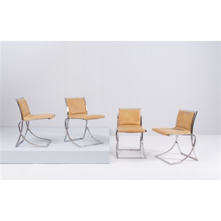 BORIS TABACOFF (Attr.le), 4 sedie con struttura in acciaio