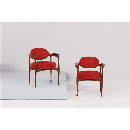 EUGENIO GERLI (Attr.le), Coppia di sedie a pozzetto