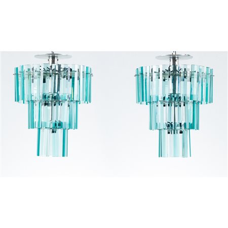 PRODUZIONE ITALIANA 1970 ca., Coppia di lampade a sospensione