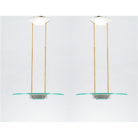 PRODUZIONE ITALIANA 1980 ca., Coppia lampade a sospensione