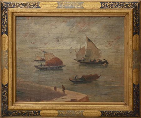 Ignoto del XIX secolo

"Marina con barche" 
olio su compensato (cm 36,5x50)
Fir