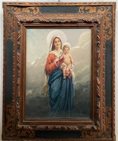 Bruto Mazzolani "Madonna con Bambino" 
olio su tela (cm 40x30)
Firmato in basso