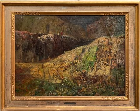 Carlo Mancini (Attribuito)

"Bozzetto di scorcio montano" 
olio su tela (cm 46,5