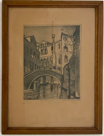 Pericle Menin "Venezia, Casa Goldoni" acquaforte es. 86/100 (cm 30x23) foglio (5