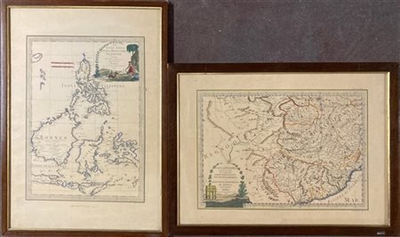 [MAPPE] - Lotto di due riproduzioni moderne di carte geografiche raffiguranti le "isole Molucche, Filippine e Sonda" e "Parte degli Stati del re di Sardegna e parte della Repubblica di Genova". 