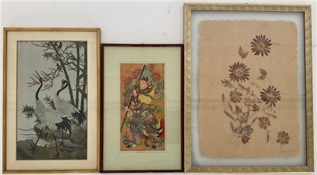 Lotto composto da un papiro e due stampe di misure e provenienze diverse, in co