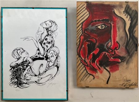 Lotto composto da un'acquaforte di Carlo Vitale, una litografia di firma indeci