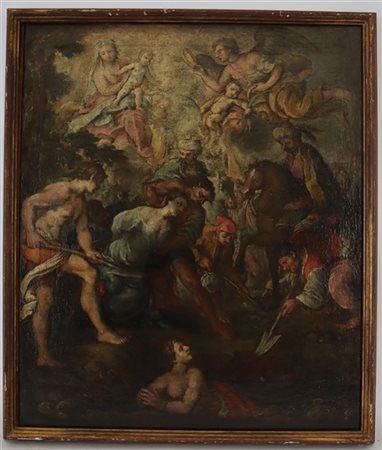 Scuola del secolo XVIII

Seppellimento di Sante
Olio su tela, cm 68,5x58
In cor