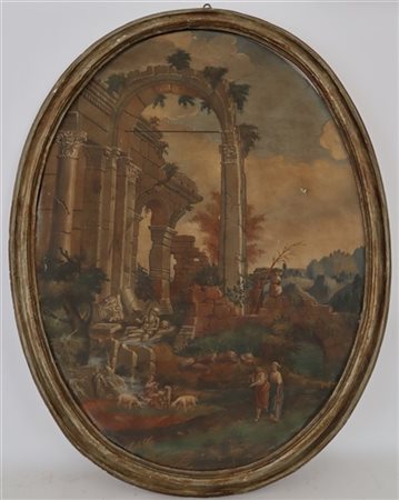 Ignoto

Antico dipinto raffigurante paesaggio con rovine e pastori
Tempera su t