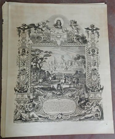 Lotto di due tavole raffiguranti battaglie terrestri: Occupazione fortezza di K