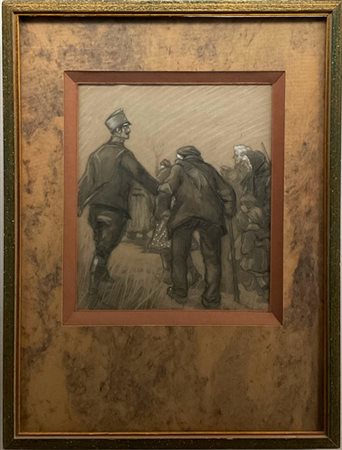 Aroldo Bonzagni (Attribuito)

"Scena di genere con figure" 
tecnica mista su car