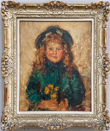 Pollastrelli "Fanciulle" coppia di oli su tela (cm 58x48) in cornici laccate do